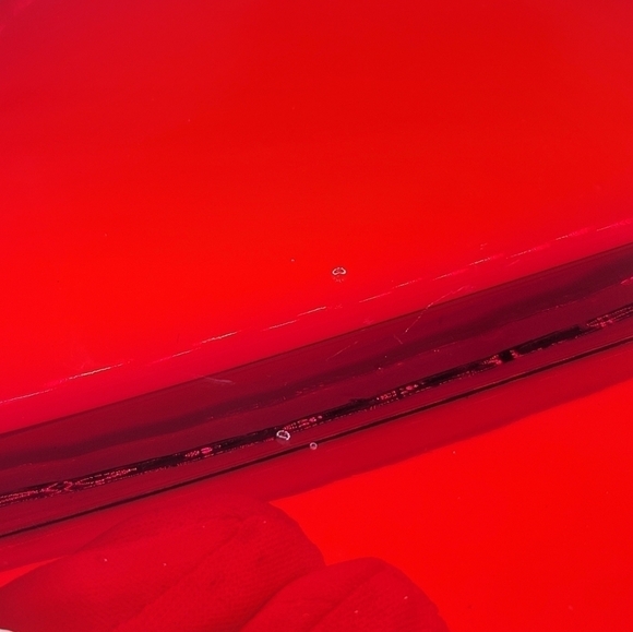 Vintage Red Glass Scalloped Wavy Divided Dish #1389 - Picture 13 of 15